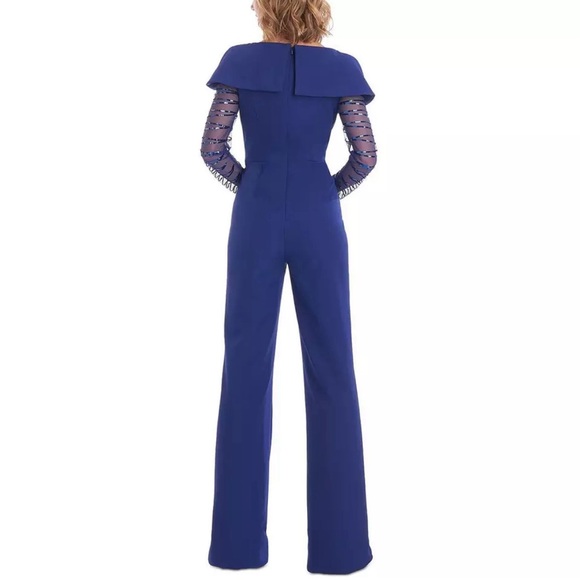 JS Collections Sequined Pintuck Jumpsuit in Blue, Size 4 New w/Tag, Retail $298 - Picture 5 of 14